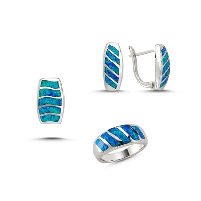 Resim Opal Taşlı Gümüş Bayan Set