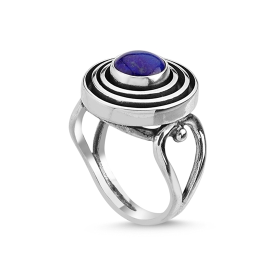 Ürün resmi: Lapis Lazuli Taşlı El İşi Gümüş Bayan Yüzük