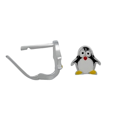 Resim Penguen Mine Taş Rodyum Kaplama Gümüş Bayan Küpe