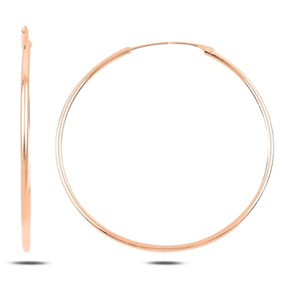 Resim Rose Kaplama 45mm Sade Halka Gümüş Küpe