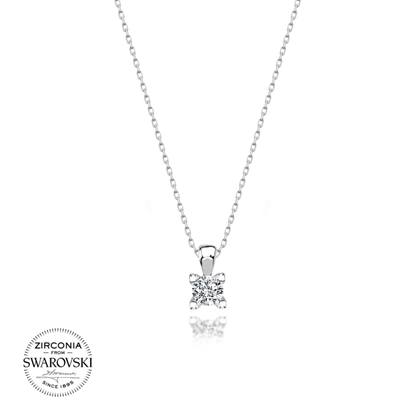Resim Rodyum Kaplama 4,25mm Swarovski Zirkon Taşlı Gümüş Bayan Kolye
