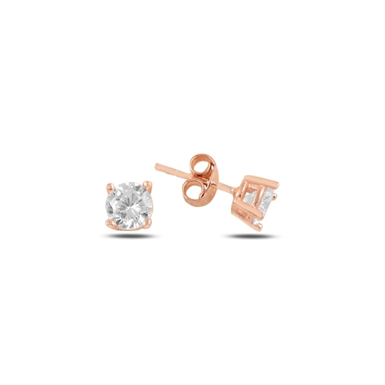 Ürün resmi: Rose Kaplama 4mm Zirkon Tektaş Gümüş Küpe
