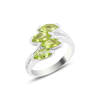 Resim Rodyum Kaplama Peridot Taşlı Gümüş Bayan Yüzük