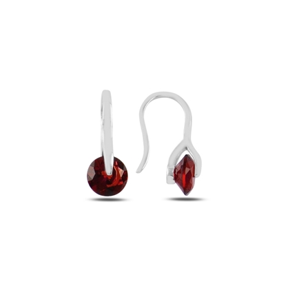 Resim Rodyum Kaplama Garnet Zirkon Taşlı Gümüş Küpe