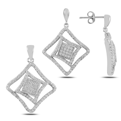 Resim Zirkon Taşlı Gümüş Bayan Set