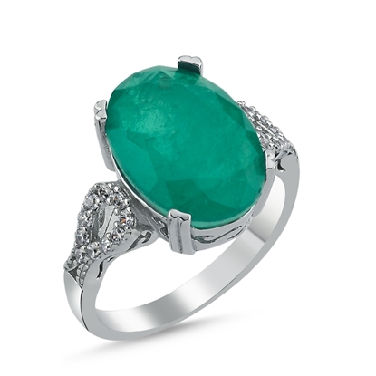 Resim Rodyum Kaplama Paraiba Zirkon Taşlı Gümüş Bayan Yüzük