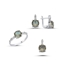 Resim Rodyum Kaplama 8mm Yuvarlak Zultanit & Zirkon Taşlı Gümüş Bayan Set