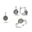 Resim Rodyum Kaplama 8mm Yuvarlak Zultanit & Zirkon Taşlı Gümüş Bayan Set