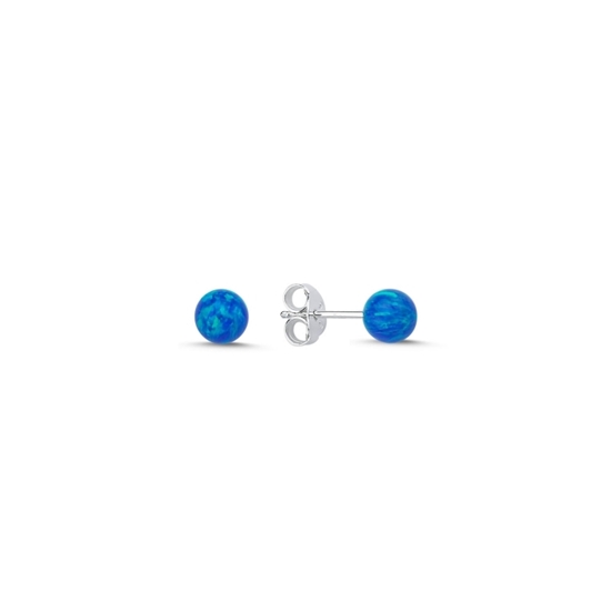 Ürün resmi: 5mm Koyu Opal Taşlı Gümüş Küpe