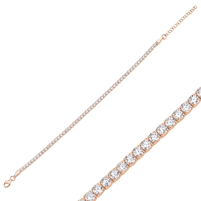 Resim Rose Kaplama Suyolu 2,5mm Zirkon Taşlı Gümüş Bayan Bileklik