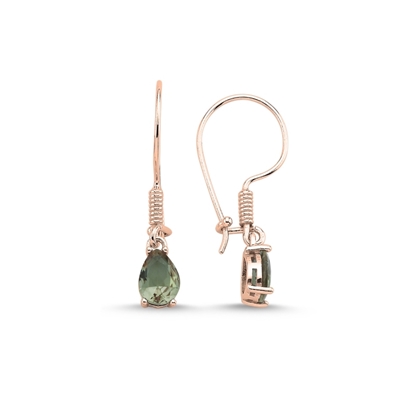 Resim Altın Kaplama 6x8mm Damla Zultanit Zirkon Tektaş Mengeç Gümüş Küpe