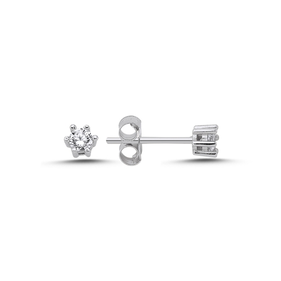 Ürün resmi: Altın Kaplama 3.5mm Yuvarlak Zirkon & Tektaş Gümüş Küpe